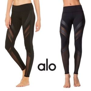 ALO Yoga Black Sheer Stripe Leggings